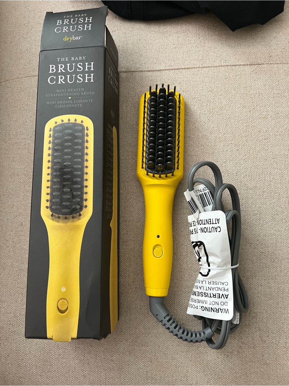 Drybar Yellow Mini Heated Brush Crush - Travel-Friendly Straightening Brush